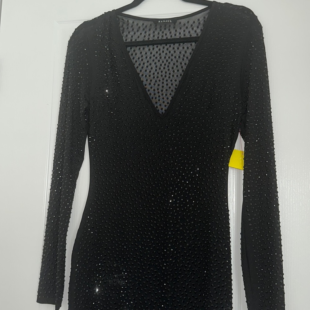 Black Rhinestone Evening Dress